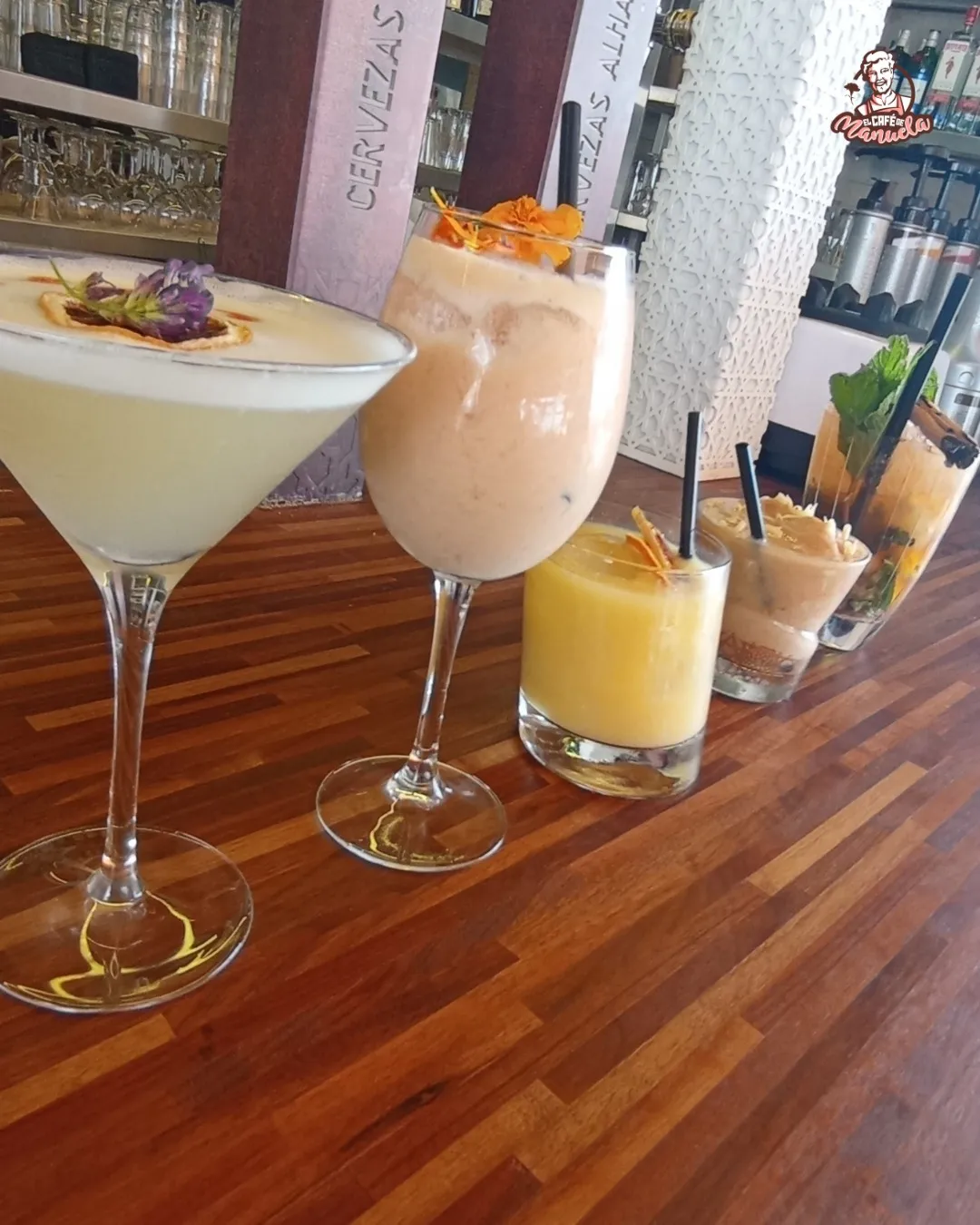 An assortment of drinks served on the terrace