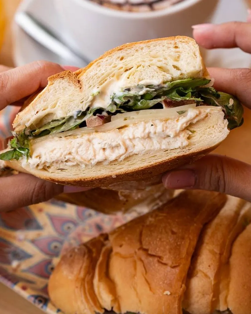 Two baguettes served on a board