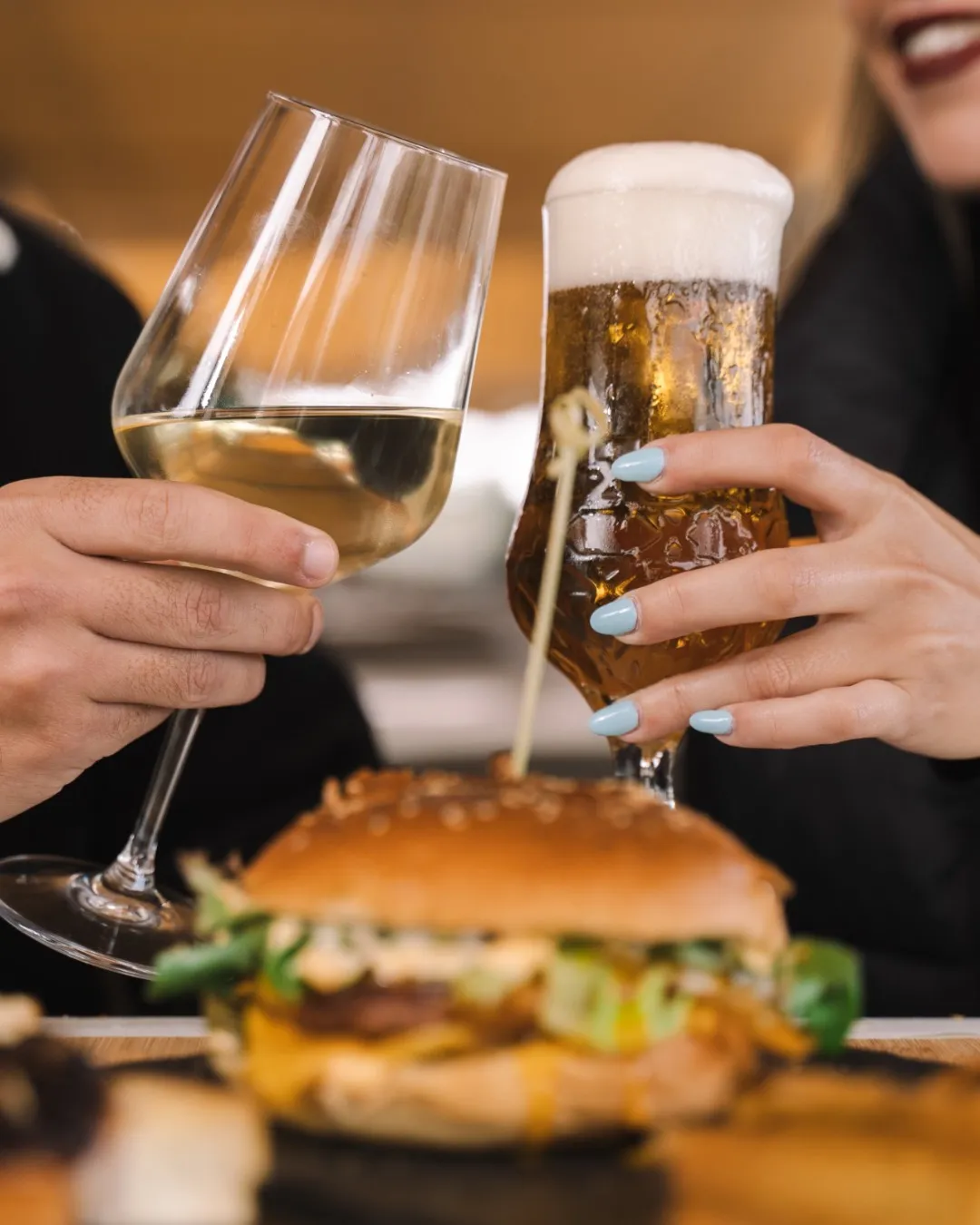 Burger with a cold beer