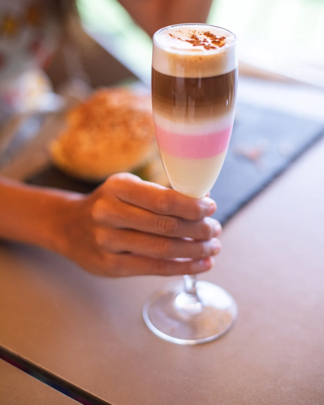 Zaperoco Manuela, with its pink layer of strawberry tequila